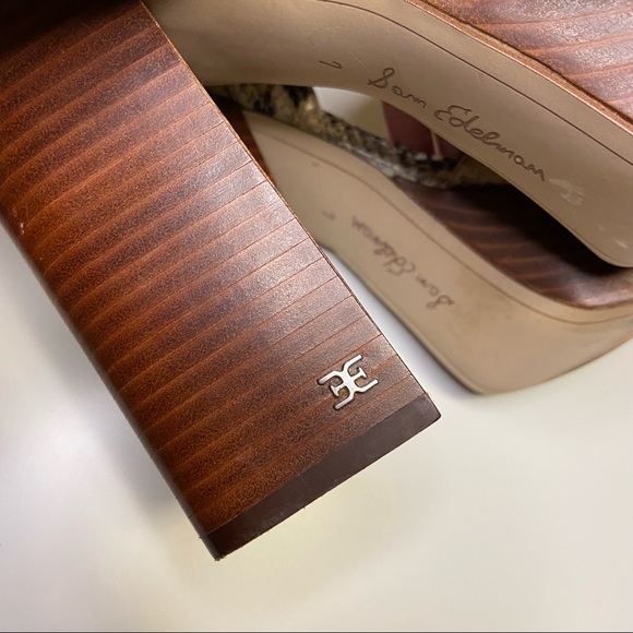 Sam Edelman Rain Snake Chunky Platform Sandal Heels Square Toe Ankle Strap - Picture 8 of 14